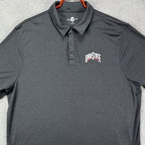 Ohio State Buckeyes Shirt Golf Polo Men 2XL Gray Rugby Short Sleeve Scarlet Gray